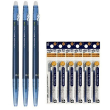 Pilot FriXion Ball Slim 038 Indragbar raderbar gelblckpenna Extra fin punkt 0,38 mm Bl svart blck 3 pennor & 6 pfyllningar vrdeset