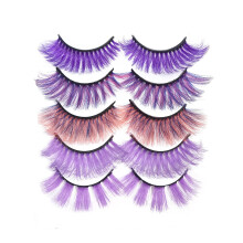 Sznes muszempillk 3D muszempillk muszempillk Bolyhos Halloween Party sminkeszkzk 17-20mm 5 pr sznes rzsaszn szempilla csomag (lila)