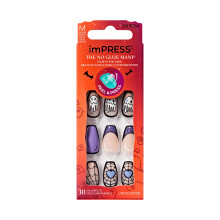 KISS IPRESS Halloween Press On Nails Party Htkhdytetty purppura keskikokoinen arkku Mattapinta Ei liimaa Pimess hohtava Sislt Prep Pad Mini -k