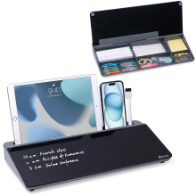 Varhomax-skrivebords-whiteboard-tavle med opbevaring Desktop-to-do-liste Memo Desktop Dry Erase White Board-tastaturstativ til hjemmekontor og sk
