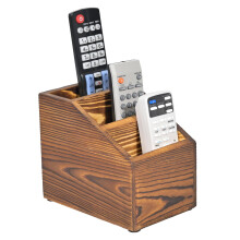 Organizer porta telecomando in legno con 3 scomparti per riporre oggetti, supporto per telecomando TV per TV da tavolo, scatola portaoggetti per