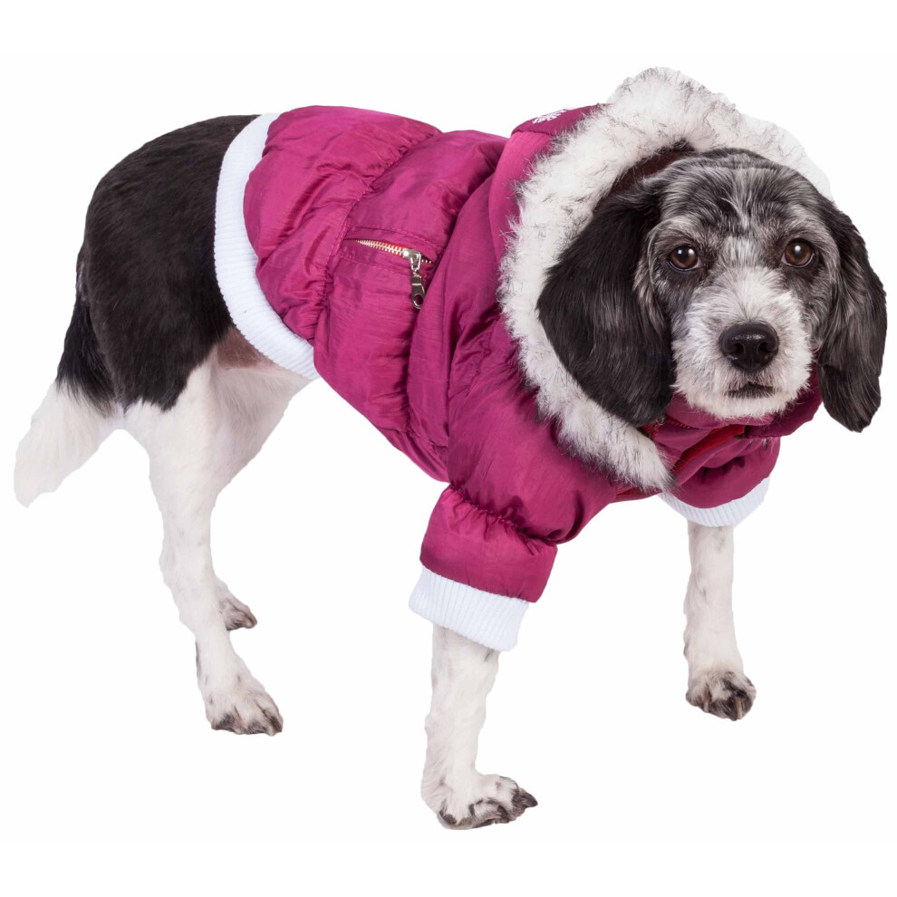 Photos - Dog Clothing Pet Life 1PKLG Large Metallic Fashion Parka with Removable Hood - Pink Pink 1PKLG 