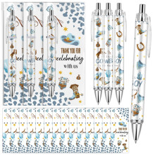 Lebsitey 50 ensembles de stylos pour cadeaux de fte prnatale pour invits comprenant 50 stylos bille en papier rouler et 50 marque-pages de