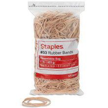 Staples Rubber Bands, #33 Maat, 1mm Dikte, Resealable Opbergzak, 700-Pack, Beige