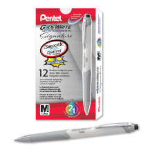 Pentel Glidewrite Signature-balpen Parelwit vat (1,0 mm) Medium lijn zwarte inkt 12 pennen (BX930W-A)