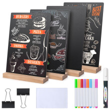 ONUPGO S?t med 4 Bordpladeskilt med basestativ 8 x 12 tommer Menu Kridtavleskilt Butik Madskilte Opslagstavler til fest Bryllupsborde Dekoration