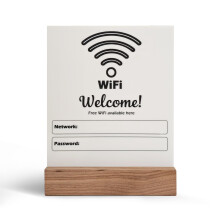 Seal de contrasea WiFi para habitacin de invitados Tablero acrlico grabable con soporte de madera de nogal Seal WiFi moderna para el hog