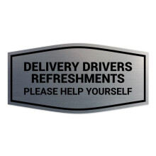 Schilder ByLITA Fancy Delivery Drivers Refreshments Please Help Yourself Schild (gebrstetes Silber) mittelgro, 1 Packung