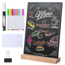 ONUPGO 8 x12 tommer Bordpladeskilt med Base Stand Menu Kridtavleskilt Butik Madskilte Opslagstavler til fest Bryllupsborde Dekoration Bar og Rest
