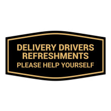 Skilte ByLITA Fancy levering Drivers Forfriskninger Please Help Yourself Sign (sort/guld) - Lille 1 pakke