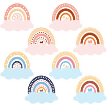 YHNTGB 192 Pezzi Targhette con Nome Boho Arcobaleno Targhette con Nome Arcobaleno Etichette Autoadesive per Bacheca in Aula Attivit? educative e
