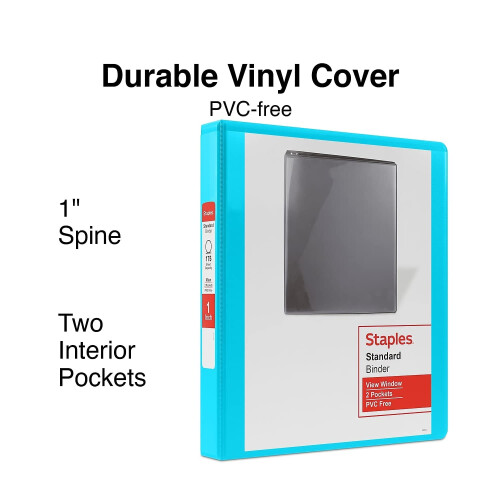 Staples Staples Standaard 1 3-Ring View Binder, Teal 1