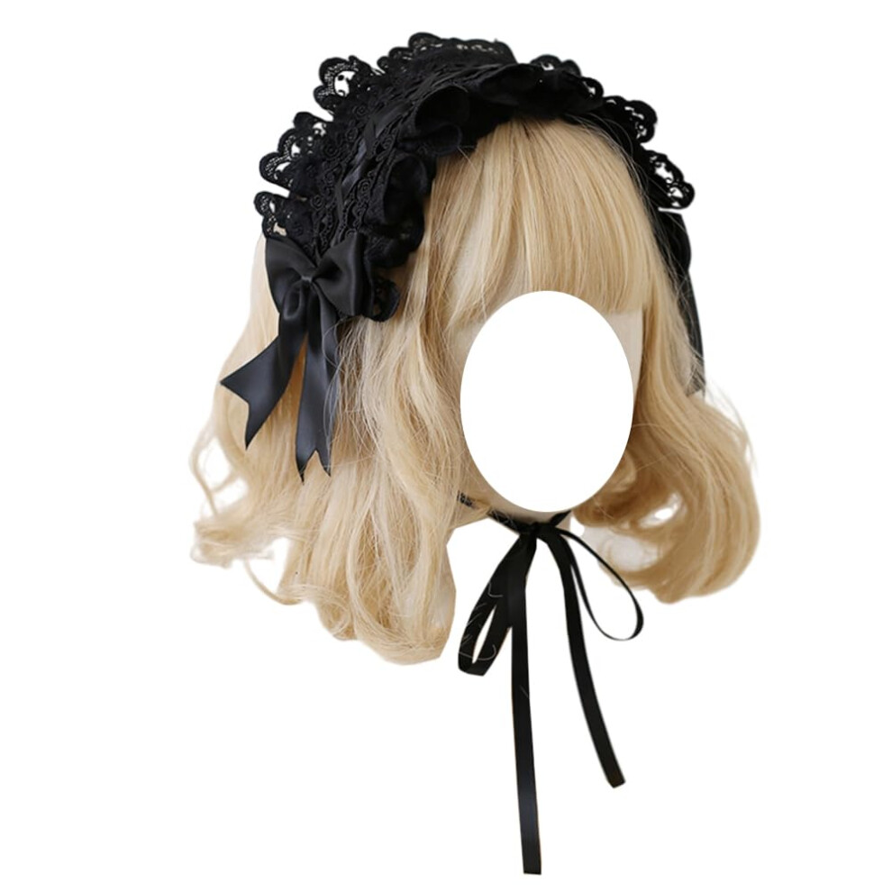 Ttyao Reii Unisex Black Women's Lolita Headband Lace Maid Hairband Hair Accessories Girls Gothic Headdress For Cosplay Costume Party (Black)
