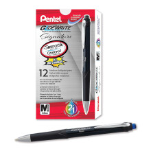 Pentel Glidewrite Signature Balpen, Zwarte Behuizing, (1.0mm) Medium Lijn, Blauwe Inkt, 12 Stuks (BX930A-C)