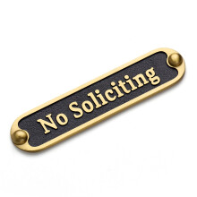 Morgtta Brass No Soliciting-Schild, 12,7 cm, fr Zuhause/Bro, matt gebrstetes Messing-Finish, versteckte Schrauben und Nanotape-Kleber, klass