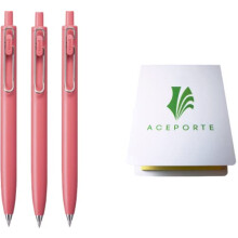 Uni-Ball one F 0.5mm - Duidelijke gelpen, 3-pack (Verbleekte rode behuizing/Zwarte inkt), Sticky Notes Set