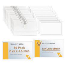 Fushing 50PCS Pin Style Combi Clip Porta badge orizzontali con inserti adatti agli inserti per badge Avery 5390 o alle carte da 2-1/4 pollici x 3