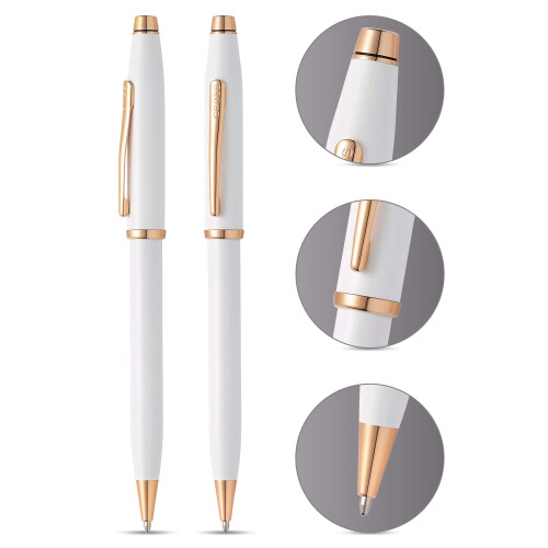 Cross Cross Century II White Lacquer/Rose Gold Ballpoint Pen 1