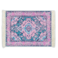 Infusion Oosterse Tapijt Fringe-Trim Muismat - Roze & Blauwe Perzische Ontwerp, Antislip Ondergrond