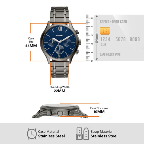 Fossil Fenmore mellemst?rrelse multifunktionsur i rustfrit st?l 1