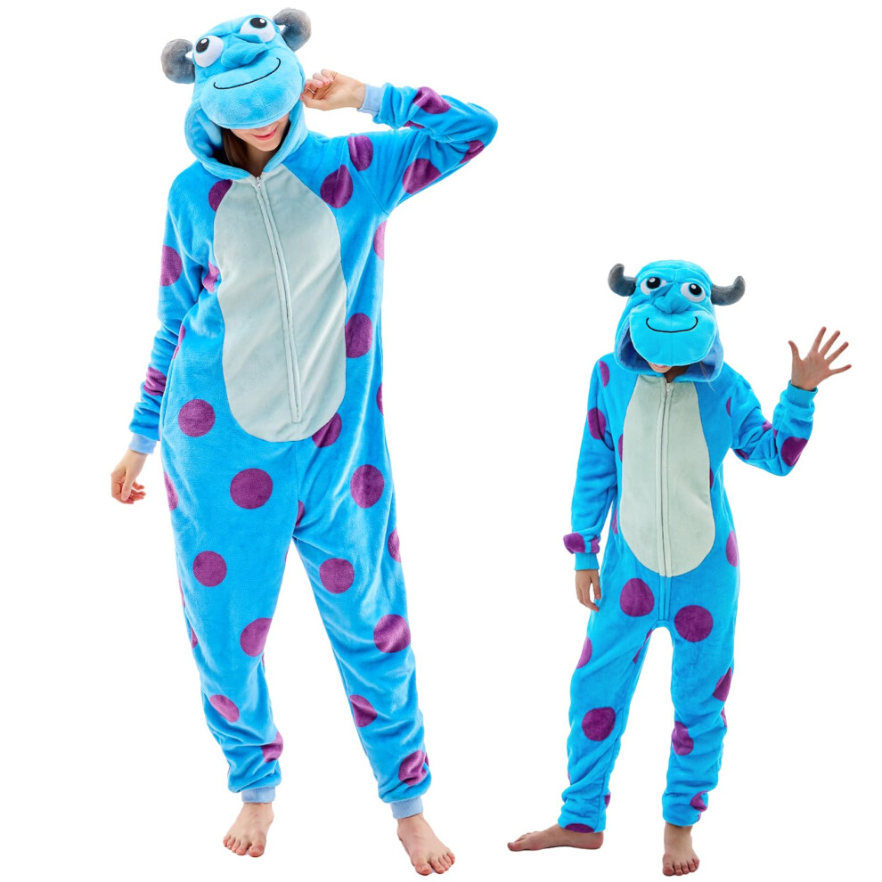 Gonaap Unisex Dla DorosłYch Niebieska Kropka Onesie PiżAma ZwierząT JednoczęśCiowy Kostium Cosplay Bielizna Nocna (Niebieska Kropka DużA)-image