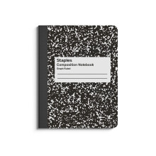 Staples Compositie Notebook, 7.5" x 9.75", Grafiek, 80 Vellen, Zwart/Wit (TR55072)