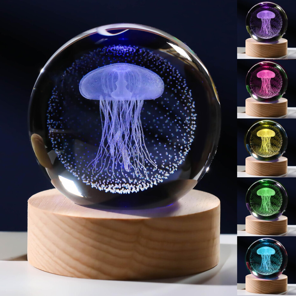 Precious Memorial Women's 3D Jellyfish Gifts For - Crystals Ball 60Mm Jellyfish Figurines Decor Glass Animals Figurine Keepsake Paperweight