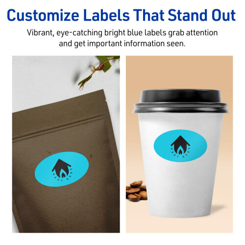 Avery Printable Oval Labels, 1-1/2" x 2-1/2", Bright Blue, 720 Total, Laser/Inkjet 2