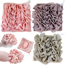 3 uds barra de jabn Loofah 2 en 1 barra de jabn bolsa de lufa puede contener jabn exfoliacin efectiva para baarse (caqui + caf + rosa)