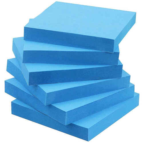 3x3 Sticky Notes Color Self-Stick Notes 6 Pads/Pack (Blue)