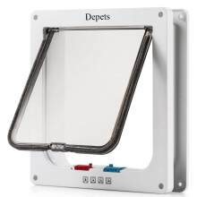 Depets Large Cat Door (ulkokoko 9,9"""" x 9,2"""") 4-suuntainen lukittava kissan lppovi sis-ulkooviin Snkestv lemmikkielinten ovi, ymprysmitta