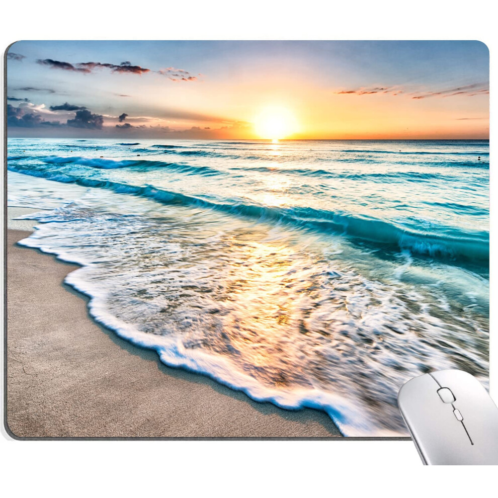 Kuosgm Mouse Pad Premium-Textured Mouse Mat Non-Slip Rubber Base Mousepad For Laptop Computer & Pc 9.5?7.9 In Beach Sunset 708936849860