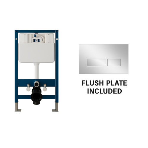 (Chrome Flush button) Wall Hung Concealed Cistern With Optional Flush Button