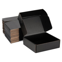 DUZCLI 10x10x3 verzenddozen - Set van 20 kleine zwarte golfkartonnen dozen voor kleine zakelijke benodigdheden, post- en geschenkverpakkingen
