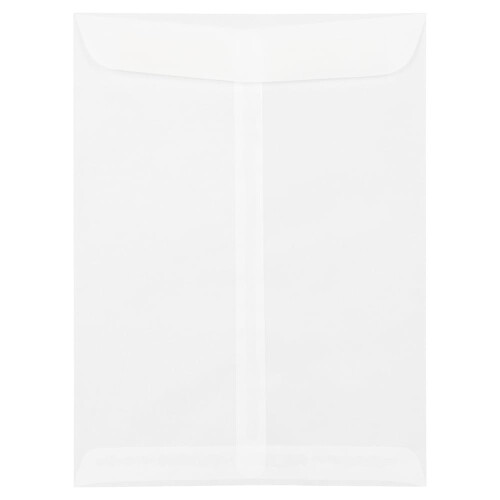 JAM PAPER 9 x 12 Open End Catalog Translucent Vellum Envelopes - Clear - Bulk 250/Pack