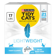 Purina Tidy Cats Lichtgewicht met Glade Clear Springs Multi-Cat Clumping Low Dust Scented Kattenbakvulling - 17 lb. Box