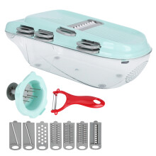 Ralador de queijo com lâminas de aço inoxidável, fatiador tipo mandolina para cozinha, utensílio multifuncional para preparo de alimentos, pés