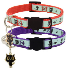 2 Pack Glow in The Dark Cat nyakrv Bell Breakaway biztonsgi macska klyk nyakrvekkel, piros s lila medllal