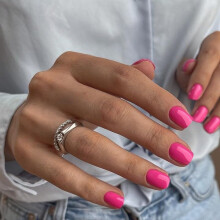 Hot Pink Press on Nails Kurz Quadrat, Fake Nails kurz für Frauen, Soft Gel Klebenägel