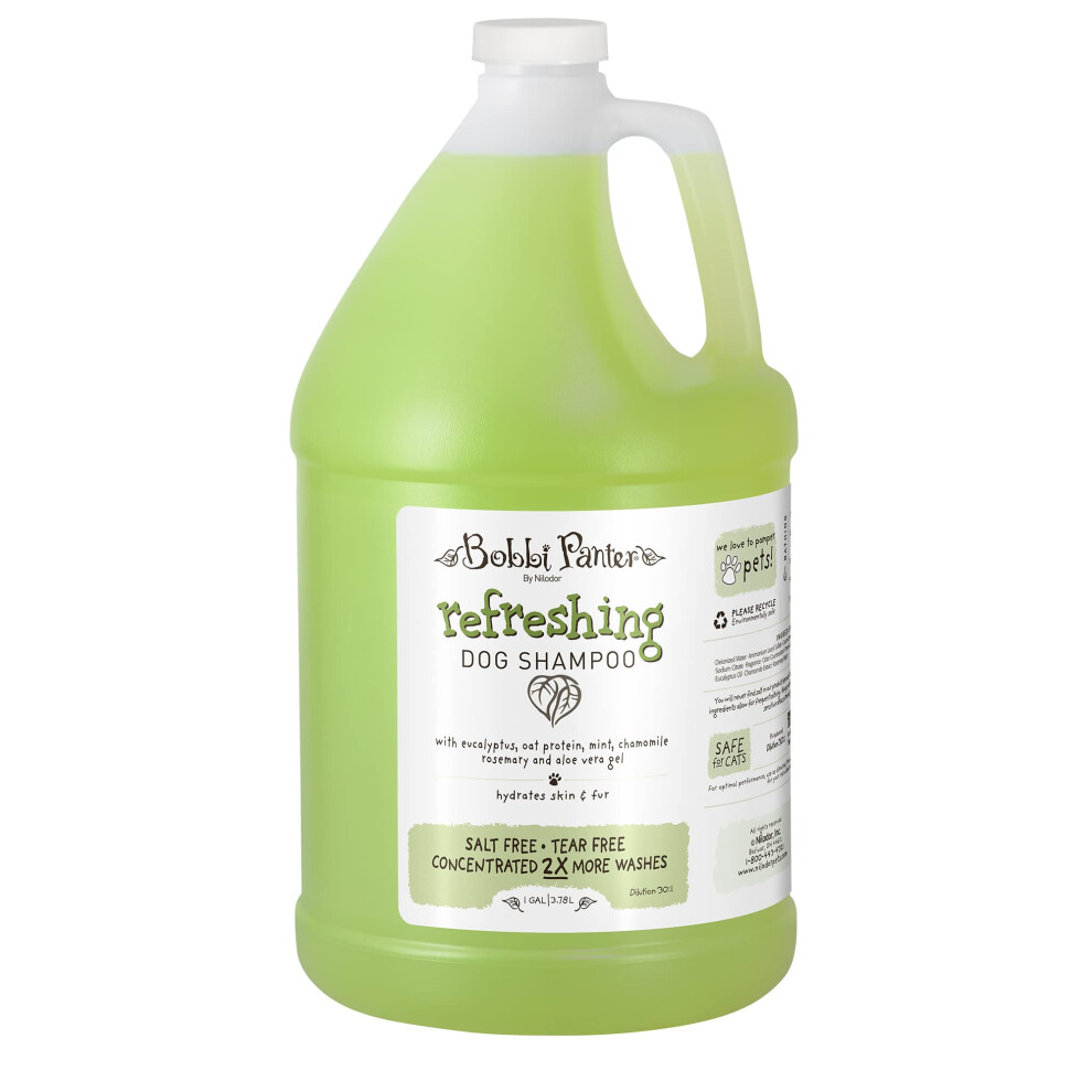 Bobbi Panter Refreshing Dog Shampoo Hydrates & Soothes Skin & Fur Minimizes Itching & Dander Eucalyptus Mint Scent - 30:1 Concentrated Formula Ma-image-OPC-PN2M7FV-NEW