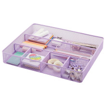 Annova Tisch Organizer/Ablage - Metallgitter mit Fächern für Stifte, Büromaterial, Bad, Küche, Makeup (Groß, Lila)