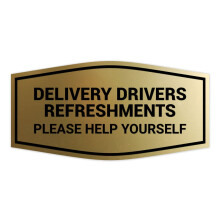 Signs ByLITA Fancy Delivery Drivers Refreshments Please Help Yourself Sign (oro cepillado) - Pequeo 1 paquete