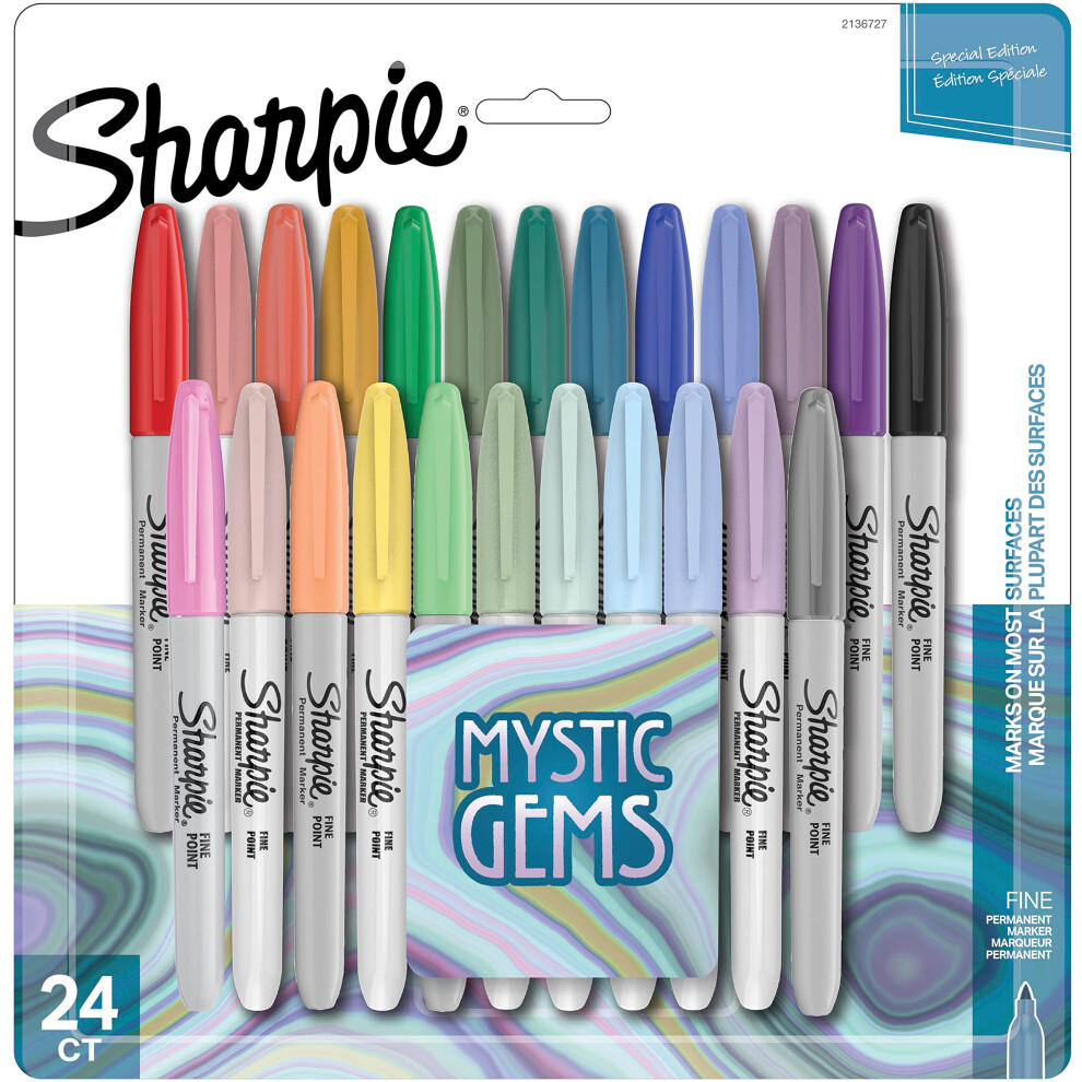 Sharpie San2136727 Mystic Gems Markers With Fine Bullet Tip, Multi Color - 24 Per Pack