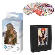 HP Sprocket 2x3 Premium Zink Plakfoto Papier Compatibel met HP Sprocket Printers - Bundel Zink papier, fotoalbum en stickersets.