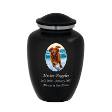 Mainely Urns Homage Urna per cremazione con foto personalizzata media - Urna per ceneri di animali domestici in stile vaso - Capacit? di 80 polli