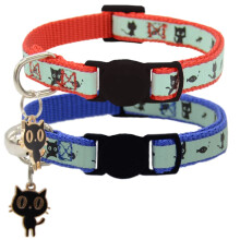 2 Pack Glow in The Dark Cat nyakrv Bell Breakaway biztonsgi macska klyk nyakrvekkel, piros s kk fggovel