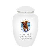 Mainely Urns Homage Urna per cremazione per animali domestici con foto personalizzata media per ceneri di animali domestici - Urna per animali do