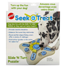 SPOT Seek A Treat Slide' N Turn Puzzle - Interaktiv hundpusselleksak fr sm medelstora och stora smarta hundar och katter Piperande berikning oc