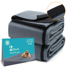 Bunlitent wasbare plaspads voor honden 72x72 2-pack extra grote herbruikbare puppypads Hondentrainingspads met sneldrogende grote antislip hondenplas