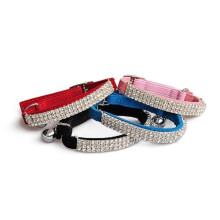 CHUKCHI Soft Velvet Safe Cat llthat nyakrv Bling Diamante harangokkal 4 db Fekete Rzsaszn piros Fekete
